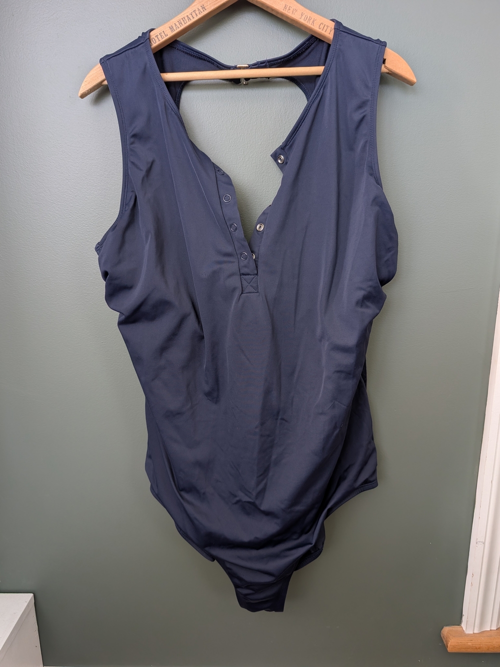 Time and Tru Navy Snap-Front bathing suit 2X